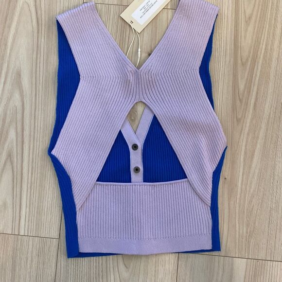 Ramy Brook Aiyana Colorblock Crop Tank Top Sweater XS in sample color cobalt blu - Picture 11 of 11